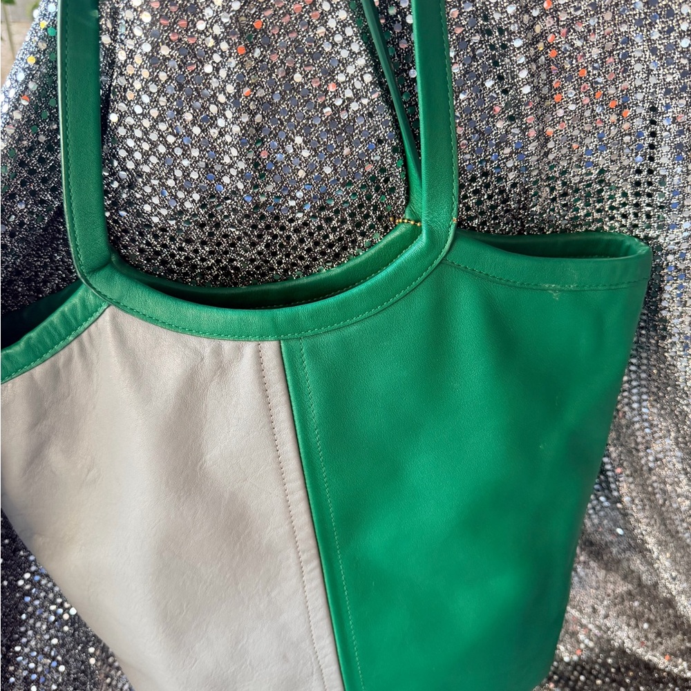 Coach Green and Gray Tote Bag